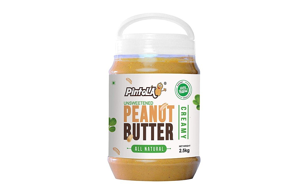 Pintola Unsweetened Peanut Butter All Natural Creamy   Plastic Jar  2.5 kilogram